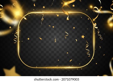 Vector illustration of a gold frame with a brush stroke.