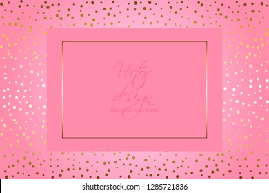 Vector illustration of Gold frame on a pink background