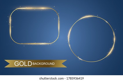 Vector illustration of a gold frame on a transparent background.