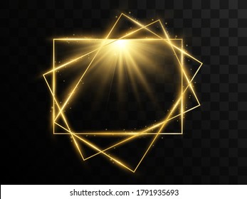 Vector illustration of a gold frame on a transparent background.