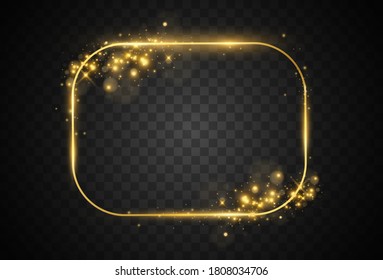 Vector illustration of a gold frame on a transparent background.