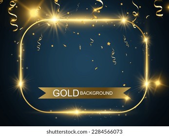 Vector illustration of a gold frame on a background.