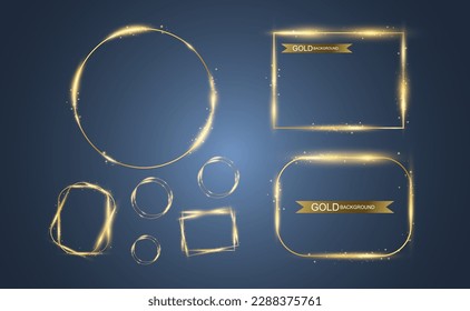 Vector illustration of a gold frame on a transparent background.	
