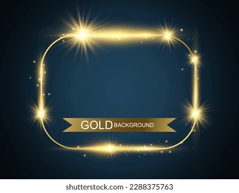 Ilustración vectorial de un marco dorado sobre un fondo transparente.	