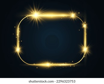 Ilustración vectorial de un marco dorado sobre un fondo.