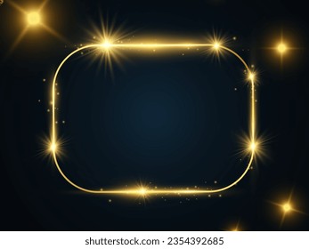 Vector illustration of a gold frame on a background.	