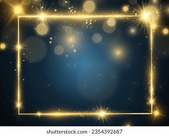 Vector illustration of a gold frame on a background.	