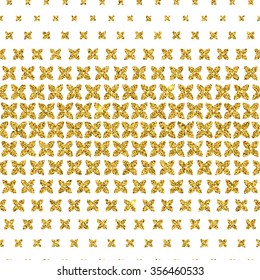 Vector Illustration of Gold Geometric Seamless Pattern for Design, Website, Background, Banner. Flowers Scattered Luxury Element Template. Glittering floral