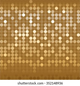 Vector illustration of Gold glitter on a brown background.