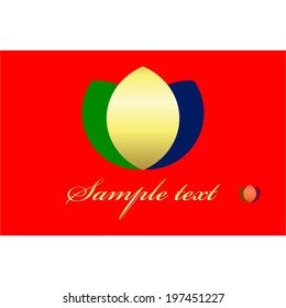Vector illustration of Gold green blue figure on a red background