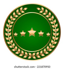 Vector illustration of Gold - green label