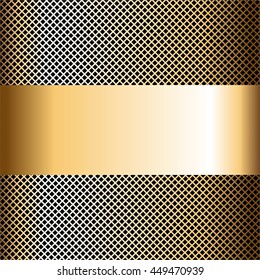 Vector illustration of Gold grid on a black background. Gold ribbon.