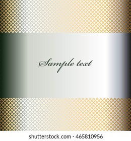 Vector illustration of Gold grid on a silver background. Text.