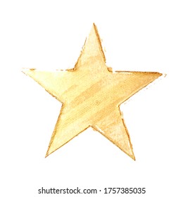 Vector Illustration Of Gold Hand Drawn Stars Imprint. Vintage Textured Element Isolated On White Background.