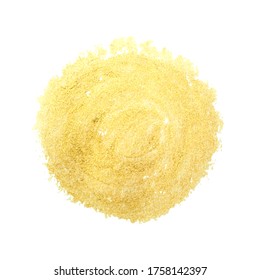 Vector illustration of gold hand drawn circle. Vintage textured round smear isolated on white background.