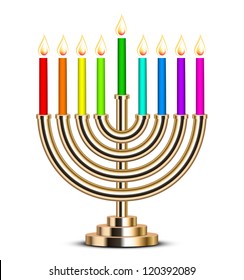 Vector illustration of gold Hanukkah menorah