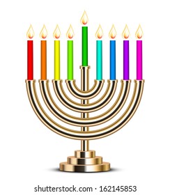 Vector illustration of gold Hanukkah menorah