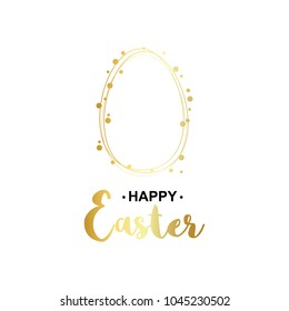 Vector Illustration. Gold happy easter card