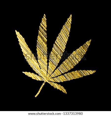 vector illustration - gold hemp leaves