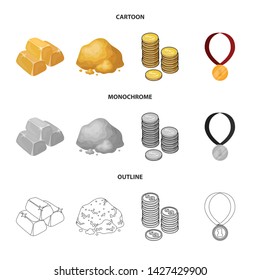 Vector illustration of and gold icon. Collection of and golden stock vector illustration.