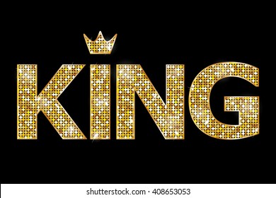 Vector illustration of gold king text
