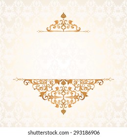Vector illustration of a gold lace pattern or Baroque, Victorian style. 
Luxury design with space for text and background of a similar element. 
For wedding invitations, holidays, greeting cards.