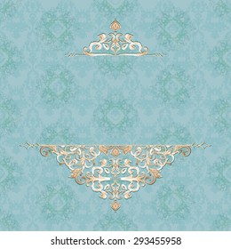 Vector illustration of a gold lace pattern or Baroque, Victorian style. 
Luxury design with space for text and background of a similar element. 
For wedding invitations, greeting cards.