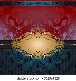 Vector illustration of a gold lace pattern or Baroque, Victorian style.  Luxury design with space for text and background of a similar element.  For wedding invitations, greeting cards.