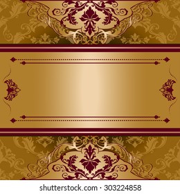 Vector illustration of a gold lace pattern or Baroque, Victorian style. 
Luxury design with space for text and background of a similar element. 
For wedding invitations, greeting cards.
