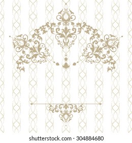 Vector illustration of a gold lace pattern or Baroque, Victorian style. 
Luxury design with space for text and background of a similar element. 
For wedding invitations, greeting cards.