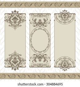 Vector illustration of a gold lace pattern or Baroque, Victorian style. 
Luxury design with space for text and background of a similar element. 
For wedding invitations, greeting cards.