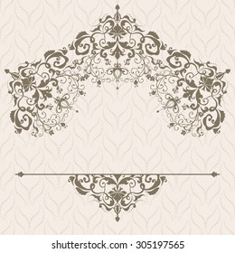 Vector illustration of a gold lace pattern or Baroque, Victorian style. 
Luxury design with space for text and background of a similar element. 
For wedding invitations, greeting cards.