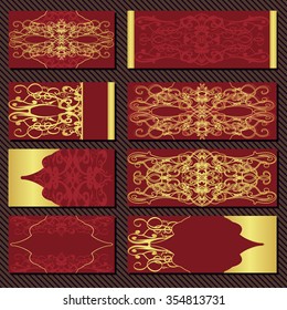 Vector illustration of a gold lace pattern or Baroque, Victorian style. 
Luxury design with space for text and background of a similar element. 
For wedding invitations, greeting cards.