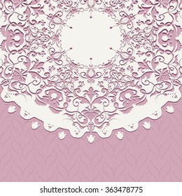 Vector illustration of a gold lace pattern or Baroque, Victorian style. 
Luxury design with space for text and background of a similar element. 
For wedding invitations, greeting cards.
