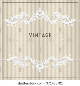 Vector illustration of a gold lace pattern or Baroque, Victorian style. 
Luxury design with space for text. 
For wedding invitations, greeting cards. 