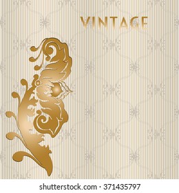 Vector illustration of a gold lace pattern or Baroque, Victorian style. 
Luxury design with space for text. 
For wedding invitations, greeting cards. 