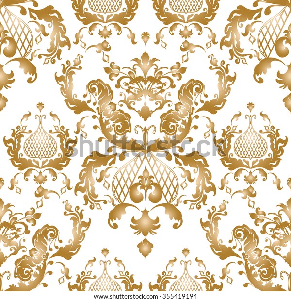 Vector Illustration Gold Lace Pattern Baroque Stock Vektorgrafik