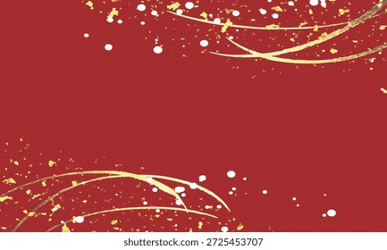 Ilustração vetorial de linhas de ouro e bolhas brancas em um fundo vermelho