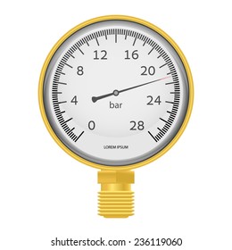 Vector illustration - Gold manometer \ barometer. EPS10.