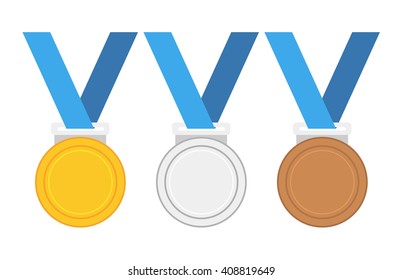 Vector illustration of gold medal gold medal and copper medal, flat design