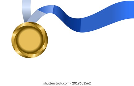 Ilustración vectorial de una medalla de oro aislada en un fondo blanco, con espacios para texto, como imagen de fondo o plantilla.