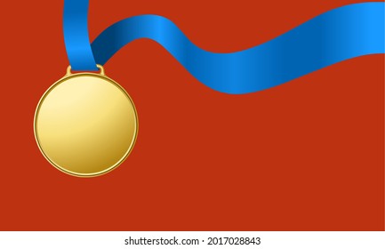 Vektorgrafik einer Goldmedaille auf rotem Hintergrund und Leerzeichen für Text, als Hintergrundbild oder Vorlage.