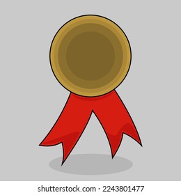vector illustration of a gold medal with a red ribbon