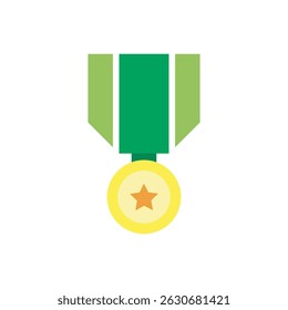 Vector illustration of a gold medal with ribbon, representing sports, awards, or honor.