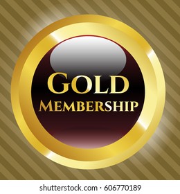Vector illustration of Gold Membership gold shiny emblem 
