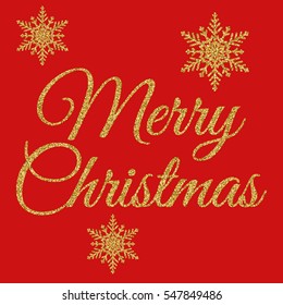 Vector illustration of gold merry Christmas. Stock vector