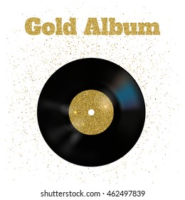 Vector illustration of gold metal vinyl disc