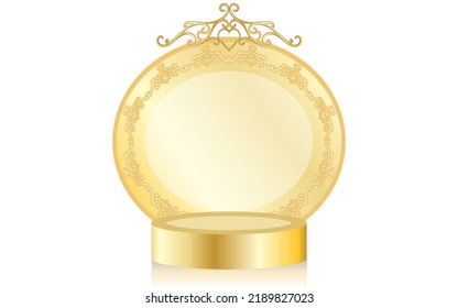 vector illustration of gold mock sphere round product placement