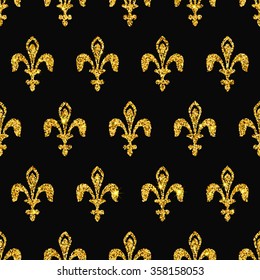 Vector Illustration of Gold Moroccan tiles Seamless Pattern for Design, Website, Background, Banner. Element for Wallpaper or Textile. Luxury Sparkle Middle Ages Ornament Texture Template