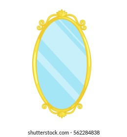  Vector Illustration Of Gold Ornate Vintage Mirror 